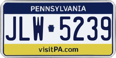 PA license plate JLW5239