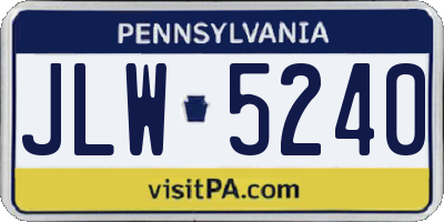 PA license plate JLW5240