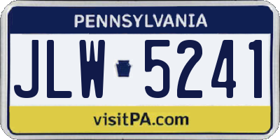 PA license plate JLW5241
