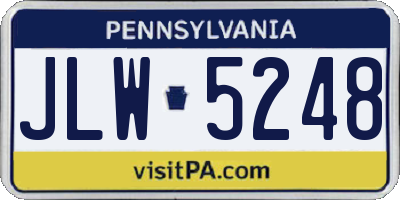 PA license plate JLW5248