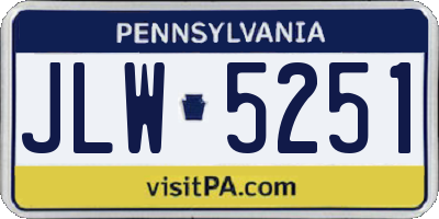 PA license plate JLW5251