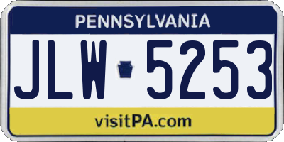 PA license plate JLW5253