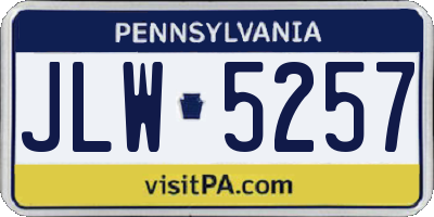 PA license plate JLW5257