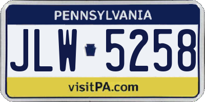 PA license plate JLW5258