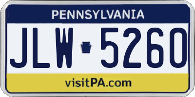 PA license plate JLW5260