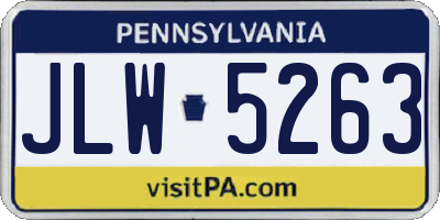 PA license plate JLW5263