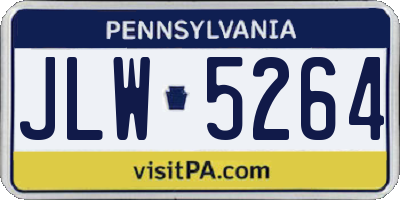 PA license plate JLW5264
