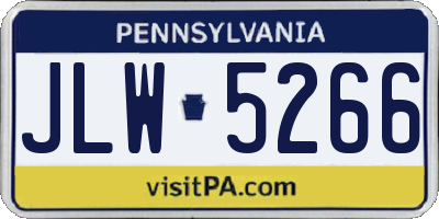 PA license plate JLW5266