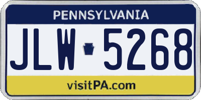 PA license plate JLW5268