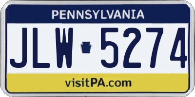 PA license plate JLW5274