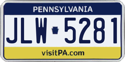 PA license plate JLW5281