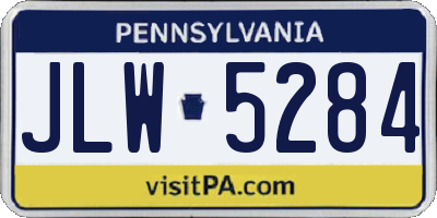 PA license plate JLW5284