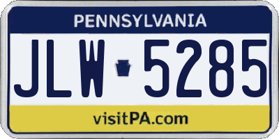 PA license plate JLW5285