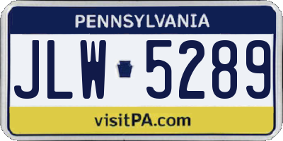 PA license plate JLW5289