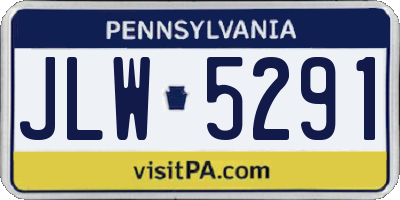 PA license plate JLW5291