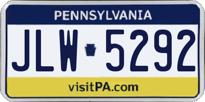 PA license plate JLW5292