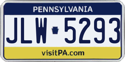 PA license plate JLW5293