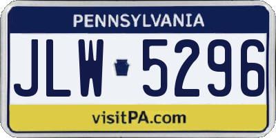 PA license plate JLW5296