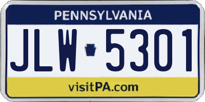 PA license plate JLW5301