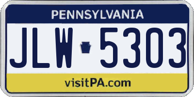 PA license plate JLW5303