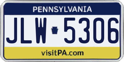 PA license plate JLW5306
