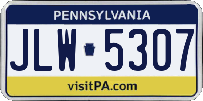 PA license plate JLW5307