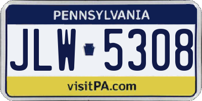 PA license plate JLW5308