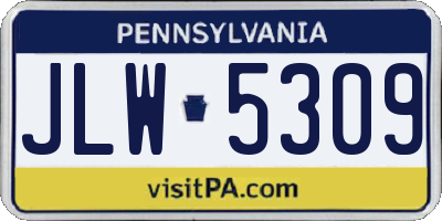 PA license plate JLW5309