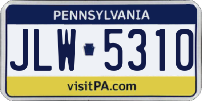 PA license plate JLW5310