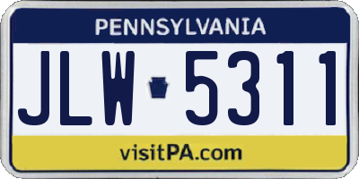 PA license plate JLW5311