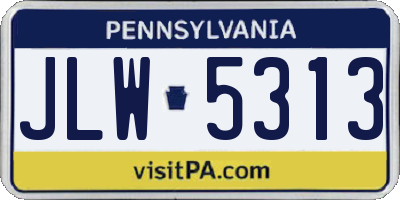 PA license plate JLW5313