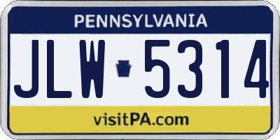 PA license plate JLW5314