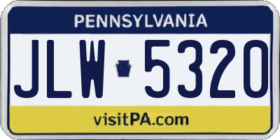 PA license plate JLW5320