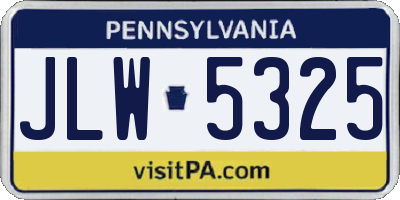 PA license plate JLW5325