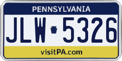 PA license plate JLW5326