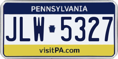 PA license plate JLW5327
