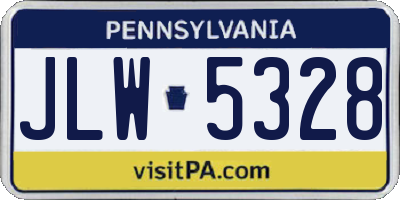 PA license plate JLW5328