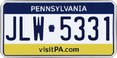 PA license plate JLW5331