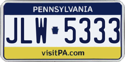 PA license plate JLW5333