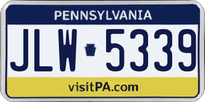 PA license plate JLW5339