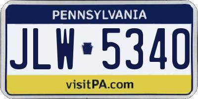 PA license plate JLW5340