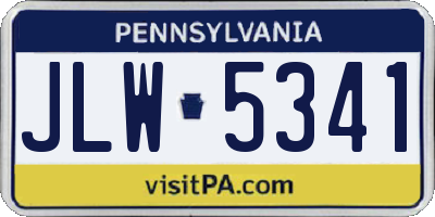PA license plate JLW5341