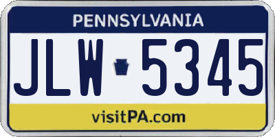 PA license plate JLW5345