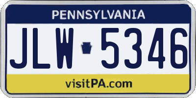 PA license plate JLW5346