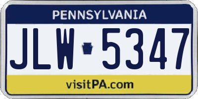 PA license plate JLW5347