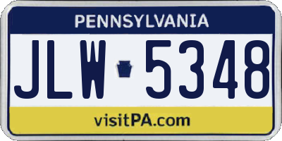 PA license plate JLW5348
