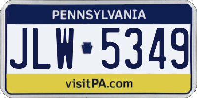 PA license plate JLW5349