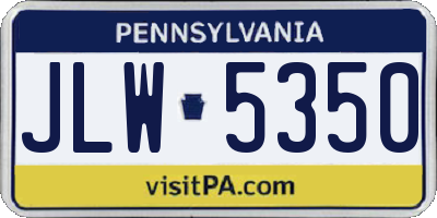 PA license plate JLW5350