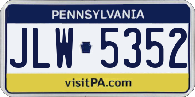 PA license plate JLW5352