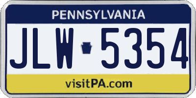 PA license plate JLW5354